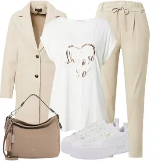 Boja Outfit sa Bež/Kaki Prijelazni Kaput/Lagani Kaput/Kaput od Vunenog Flisa/Kaput od Kašmira/Zimski Kaput Vuneni kaput/Vintage Kaput/Midi Kaput/loden kaput Only "Lagana odjeća"Look: klasický, Boja, Ured, moderne, Sveučilišna, Pametno ležerno, Poslovni