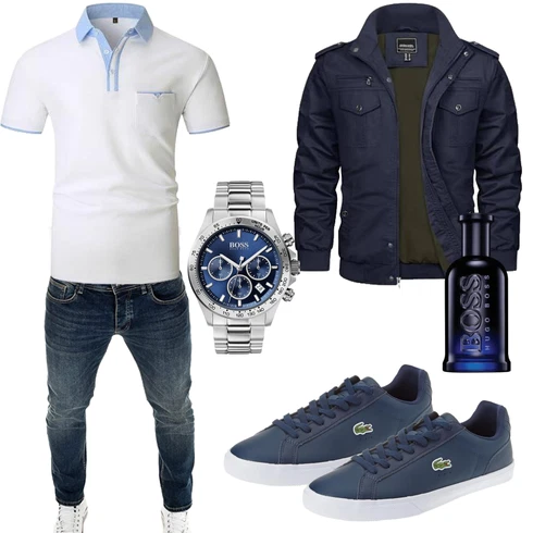 Blau Overall WOTEGA kombinieren mit Dunkelblau/Blau Übergangsjacke Herbstjacke/Winterjacke/Cargojacke/Uniformjacke/Militärjacke TACVASEN
