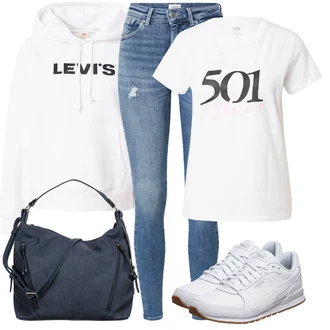 Outfit s Černá/Bílá/Hnědá/Červená Svetr s kapucí/Dámský Svetr/Vintage mikina/Sportovní mikina/Oversize mikina/Partnerská Mikina/Originální mikina/Mikina/Svetr S Kapucí/Unisex Mikina S Kapucí levi's ® "Vzhled casual"