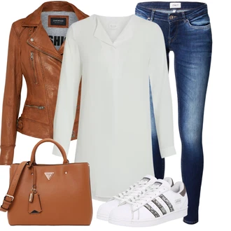 Elegantní Outfit s Bílá/Šedá/Fialová/Krémová Klasická tunika/Dlouhá Halenka/Elegantní Tunika Vila "Cool každodenní outfit"Look: Styl, Babydoll, Kancelář, Příliš oblečený, Nadrozměrné, Univerzitní, Elegantní