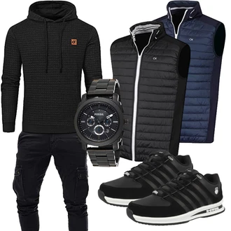 Outfit mit Schwarz/Dunkelgrau/Braun Kapuzenpullover/Hoodie/Ausgefallener Hoodie/Unisex Hoodie/Kapuzenpullover/Sport Hoodie/Strick Hoodie YuKaiChen "Cooles Outfit"