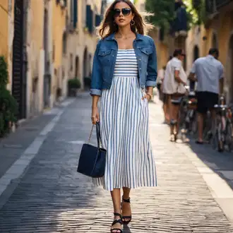 Outfity pro léto Pracovní oděvy s Tmavě modrá/Světle modrá/Modrá Krátké Džínové Bundičky Brax "Džínová bunda letní vzhled"Look: Emo, Western, Mom, Pracovní oděvy, Univerzitní, Vintage