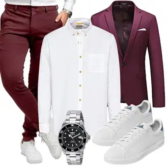 Elegante Outfits Coole mit Dunkelrot/Bordeaux Performance Pants "Elegant Outfit"Look: Business, Stil, Smart Casual, Nahtlos, Unisex, Coole, Casual