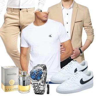 Elegante Outfits Coole mit Khaki/Beige Performance Pants "Elegante Outfit"Look: Stil, Business, Smart Casual, Büro, Unisex, Coole, Casual