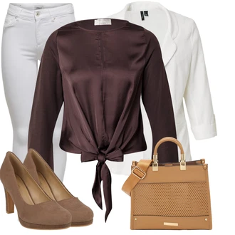 Outfity pro práci s Šedá/Bílá/Krémová/Stříbrný Kalhoty Jeggings/Džínové Legíny/Push up Kalhoty/Skinny Kalhoty/Tregíny next lvl "Outfity na volný čas"