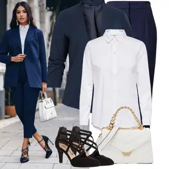 Outfit sa Bijela/Krem Bluza s Podignutim Ovratnikom/Bluza s gumbom/Bluza koja se ne pegla/Poslovna Bluza/Bluza Dugih Rukava/Bodija Bluze/Uska Kroj Bluza JdY "Poslovni outfiti"