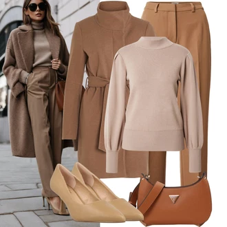 Outfit sa Bež/Smeđa Udobna pumpa/Slingback Pumpa/Pumpica S Visokim Prednjim Dijelom/Poslovna Obuća/Elegantna Cipela/Vintage Pumpa/Pumpa na Niskoj Peti Bullboxer "Elegantni izgled"