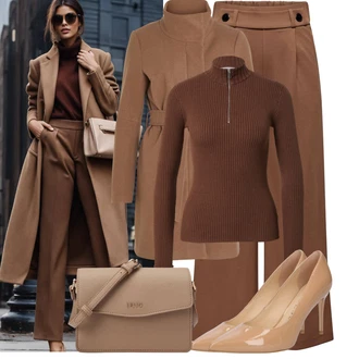 Lak Outfit s Béžová/Hnědá Business Bota/Pohodlná lodička/Elegantní Bota/Lodička s vysokým nártem/Lodička na Vysokém Podpatku/Bota Na Podpatku/Vintage Lodička Guess "Elegantní vzhled"
