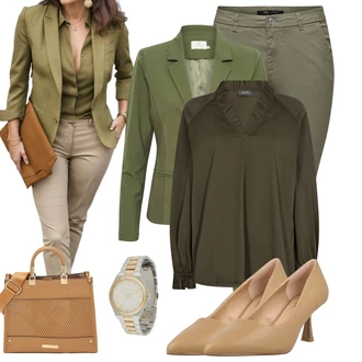 Outfit sa Bež/Smeđa Udobna pumpa/Slingback Pumpa/Pumpica S Visokim Prednjim Dijelom/Poslovna Obuća/Elegantna Cipela/Vintage Pumpa/Pumpa na Niskoj Peti Bullboxer "Dnevna Odjeća"
