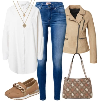 Outfit s Hnědá/Béžová Volnočasová bota/Pohodlná Bota/Plochá bota/Mokasín/Trotteur/Teniska Letní Tenisky/Bota Na Pěší Turistiku REMONTE "Elegantní jarní outfity"