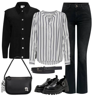 Outfit s Černá Dřevák na podzim & zimu/Přezková bota/Kožená bota/Veganská Bota/Nízká bota na podpatku Only "Elegantní jarní outfity"