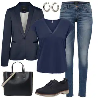 Outfit sa TamnoPlava/Plava/SvjetloPlava Odijelo VERO MODA "Moderan look za proljeće"