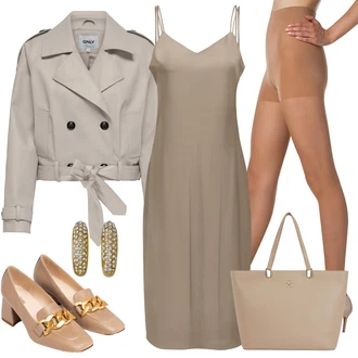 Satén Outfit s Béžová/Khaki/Hnědá/Šedá Only "Elegantní jarní outfity"