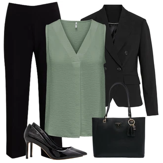 Elegantní Outfit s Černá/Hnědá Lodička na Vysokém Podpatku/Business Bota/Bota Na Podpatku/Pohodlná lodička/Vintage Lodička/Veganská Bota/Elegantní Bota Aldo "Elegantní vzhled"Look: Elegantní