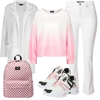 outfit mit Roza Športni copat Teniški copat/Fitnes copat/Tekaški copat/Gimnastični čevelj/Košarkarski copat/Odbojkarski čevelj/Fitnes copat Guess "Barvita pomladna oprava"