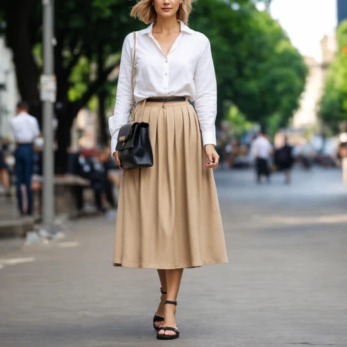 Kombinace Bílá/Béžová/Khaki Krátká Sukně/Manšestrová sukně/Pletená sukně/Vlněná Sukně/Sukně Pro Školní Uniformu/Sukně Pro Vysokou Školu/Sukně boucle/Moderní Sukně/Korejská Sukně/Krátká Plisovaná sukně/90tá Léta Sukně/Unisex Sukně Mango