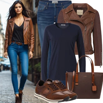 Outfity na cestování Chytrý p?íle?itostný s Hn?dá/Oran?ová Ko?ené tenisky/Úzká teniska/Teniska teddy/Nízká Teniska Kazar "Firemní neformální styl"Look: Le?érní, Chytrý p?íle?itostný, Sportovní