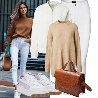 Carina Outfit s Fialová Teniska Skate Bota/Kožené Tenisky/Nízká Teniska/Vintage Teniska/Úzká Teniska/Letní Tenisky/Teniska na platformě Puma "Vzhledy pro volný čas"