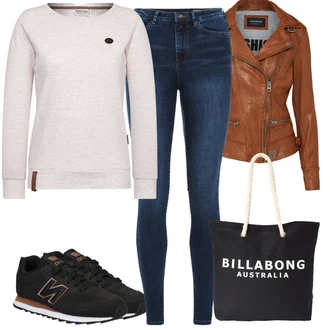 Outfit s Šedá/Hnědá/Béžová Mikina s kapucí Fleecová Mikina/Sportovní mikina/Pletená Mikina s kapucí Naketano "Vzhledy pro volný čas"