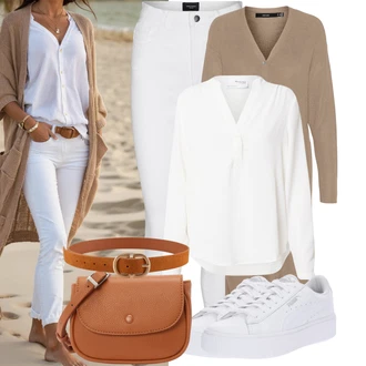 Outfit sa Siva/Bijela/Krem Skinny Hlače/Jeggings/Tajice s Prorezom/Termo Hlača/Tajice visokog Struka/Treggings VERO MODA "Outfit za slobodno vrijeme"