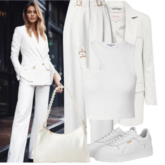 Carina Outfit s Bílá/Béžová Teniska na platformě Puma "Vzhledy pro volný čas"