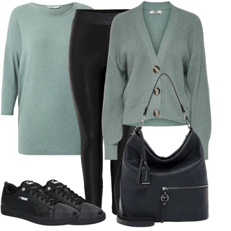 Outfit s Černá/Fialová Teniska Skate Bota/Kožené Tenisky/Úzká Teniska/Nízká Teniska Puma "Vzhledy pro volný čas"