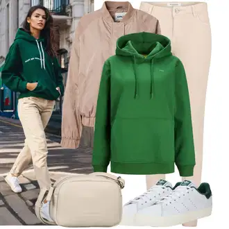Outfit sa Bež/Kaki Chino Hlače/Jeggings/Hlače s Prorezom/Push-up Hlača/Skinny Hlače/Uske Hlača/Rastezljiva Hlača morgan "Outfit za slobodno vrijeme"
