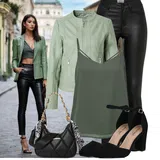 Světle zelené kožené bundy outfity image
