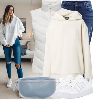 s kapucí Outfit s Béžová/Hnědá/Krémová/Zlatý/Khaki/Bílá Originální mikina/Svetr s kapucí/Pletená mikina s kapucí/Oversize mikina/Vintage mikina/Fleecová Mikina/Unisex Mikina s kapucí/Sportovní mikina/Kožená bunda "Vzhledy pro volný čas"