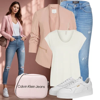 Carina Outfit s Bílá/Béžová Teniska na platformě Puma "Vzhledy pro volný čas"