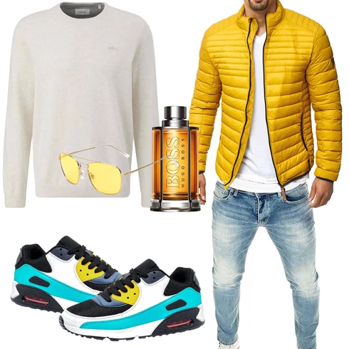 Gelb Jacke Winter Parka Indicode Jeans kombinieren