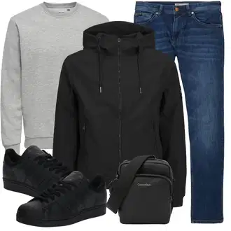 Strick Outfit mit Grau/Hellgrau Women's Fleece Sweatshirts/Sport Sweatshirt/Lederjacke/Damen Pullover Only & Sons "Freizeit Outfit"