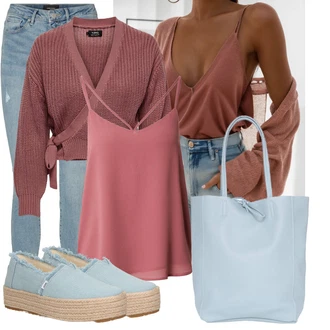 Outfit sa Svjetloplava Espadrila s Platformom/Espadrila mula TOMS "Outfit za slobodno vrijeme"