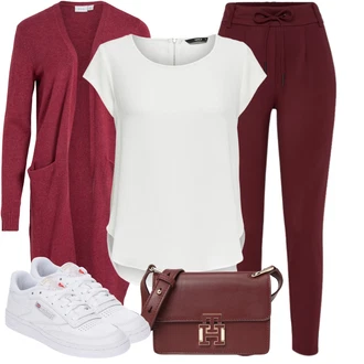 Outfit s Červená/Tmavě červená/Růžová/Vínová Pletenina veľkej veľkosti/Šaty Móda Pro Plnoštíhlou/Tunika Vila "Vzhled casual"