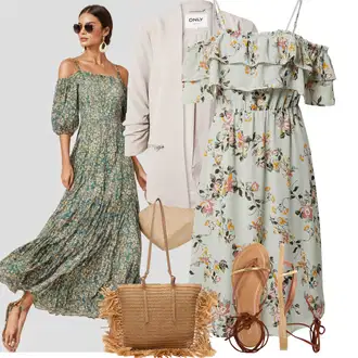 Outfit s Hnědá/Béžová Pantofle Lodička s Přezkou/Letní Bota/Sandál Dianette/Žabka na podpatku/Pohodlný Sandál/Přezková bota/Korkový sandál na klínku/Espadrille sandál/Žabka s klínovým podpatkem/Sandál S T Páskem About You "Vzhledy pro volný čas"