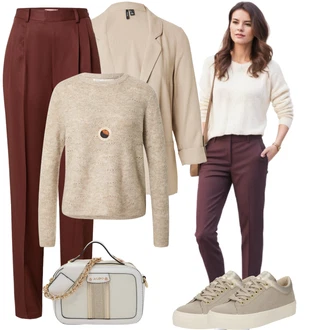 Outfit s Béžová/Khaki/Hnědá Nízká Teniska/Teniska teddy/Plátěná Teniska/Úzká Teniska/Kožené Tenisky Geox "Outfity na volný čas"