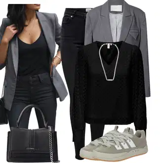 Outfit sa Crna Majica Poslovna košulja/Džemper/Bluza I Tunika Only "Dnevna Odjeća"