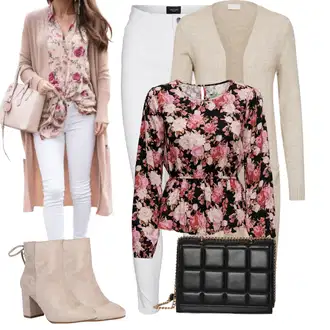Outfit sa Smeđa/Pink/Narandžasta/Crvena/Ljubičasta Bluza s Uzorkom/Izvanredna Bluza/Bluza s Printom/Crash Bluza/Bluza Dugih Rukava/Carmen Bluza/Bluza Vrh Only "Dnevna Odjeća"
