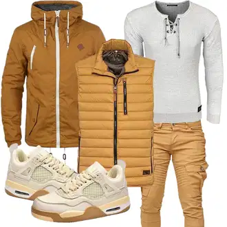 Frühlings Outfits Leichte mit Beige/Khaki/Braun Kastenjacke/Wanderjacke/Ripstopjacke/Wachsjacke/Nylonjacke/Trekkingjacke/Outdoorjacke/Funktionsjacke/Kapuzenjacke/Windbreaker Jacke solid "Freizeit Outfits"