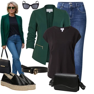 Outfit s Modrá/Tmavě modrá/Světle modrá Kožená bunda/Push up Džín/Sportovní boty/Zkrácené Džíny/Termální Džíny/Zimní bunda/Zužující se Džíny/Kotníková Bota/Navlékací džíny/Dámské Džíny s Délkou 7/8/Capri Džíny/Džíny Regular Fit/Slim Fit Džíny/High Waist Džínové Kalhoty/Kožené Boty Soyaconcept "Outfity na volný čas"