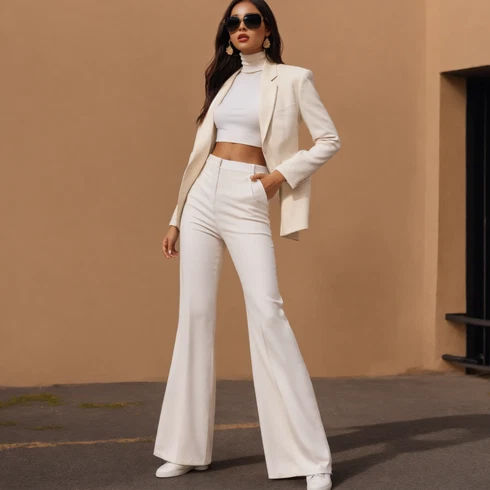 Kombinace Dlouhé Bílá Kalhoty Bootcut/Rozšířená Kalhoty/Dlouhá Kalhoty/Kalhoty se Štěrbinou/Široká Kalhoty/Zvonová Kalhoty/Tradiční Kalhoty/Mušelínové kalhoty/3/4 Kalhoty/Marlene Kalhoty Pull&Bear