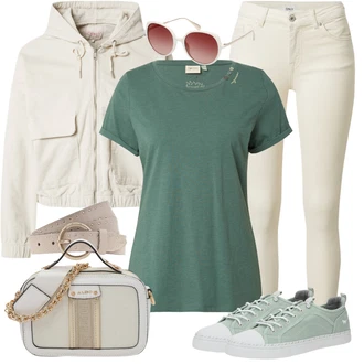 Manšestr Outfit s Béžová/Khaki Krátký Bund/Přechodné Bundy/Jarní bunda/Udržitelná bunda/Manšestrová Bunda/Krátký Bund Only "Jarní outfit"