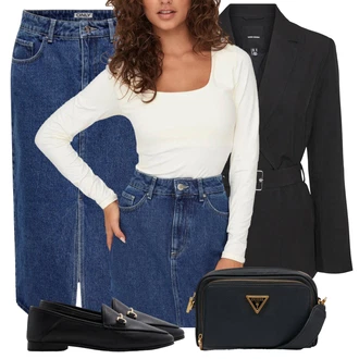 Outfit s Černá/Hnědá/Fialová Mokasín/Trotteur Aldo "Jarní outfit"