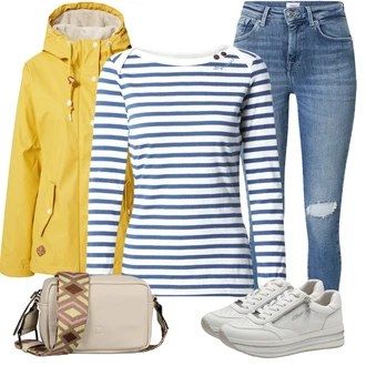 Outfit s Žlutá Nepromokavé Bund/Bunda s Kapucí/Outdoorové Bundy/Jarní bunda/Plachtařská bunda/Parka Ragwear "Jarní outfit"