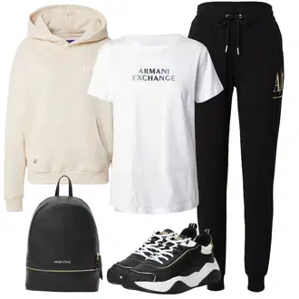 outfit mit Bež/Khaki/Bela/Rjava/Krem Vintage pulover s kapuco/Športni pulover/Športni pulover s kapuco/Usnjena jakna/Oversize pulover s kapuco/Pleten pulover s kapuco/Pulover s kapuco/Elegantni pulover s kapuco pequs "Pomladni outfit"