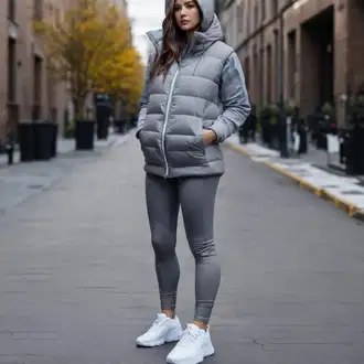 Outfit sa Siva/Svjetlosiva Sportska dukserica/Trenirka/Pulover S Kapuljačom/Otmjena majica s kapuljačom mr. gugu & miss go "Jesen Sport Elegantni Outfit"