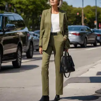 Green pants outfits "Khakifarben outfit od 60. let"