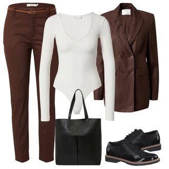 Outfit s Bílá/Krémová/Khaki Pletenina veľkej veľkosti/Dámské spodní prádlo a plavky Leger by Lena Gercke "Klasický jarní outfit"