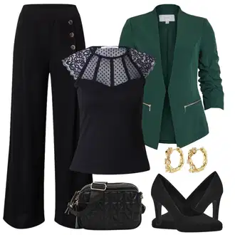 Outfit sa Crna/Žuta/Tamnoplava Palazzo Hlača/Hlače od muslina/Široka Hlača/Hlače Visokog Struka/Culotte Hlačice/Hlače s Prorezom/Marlene Hlača/Lanene Hlače/Tradicionalna Hlača Edited "Proljetni outfit"