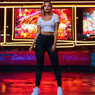 Kombinacije za zabavu Rave sa Pink/Ljubičasta/Bijela/Crvena Majica kratkih rukava/Kratki Top/Kratki top Vans "Klupska odjeća bez potpetica"Look: Rave